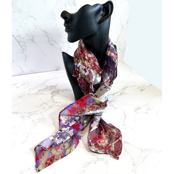 Escada 100% Silk Sheer Scarf - Picture 2 of 8
